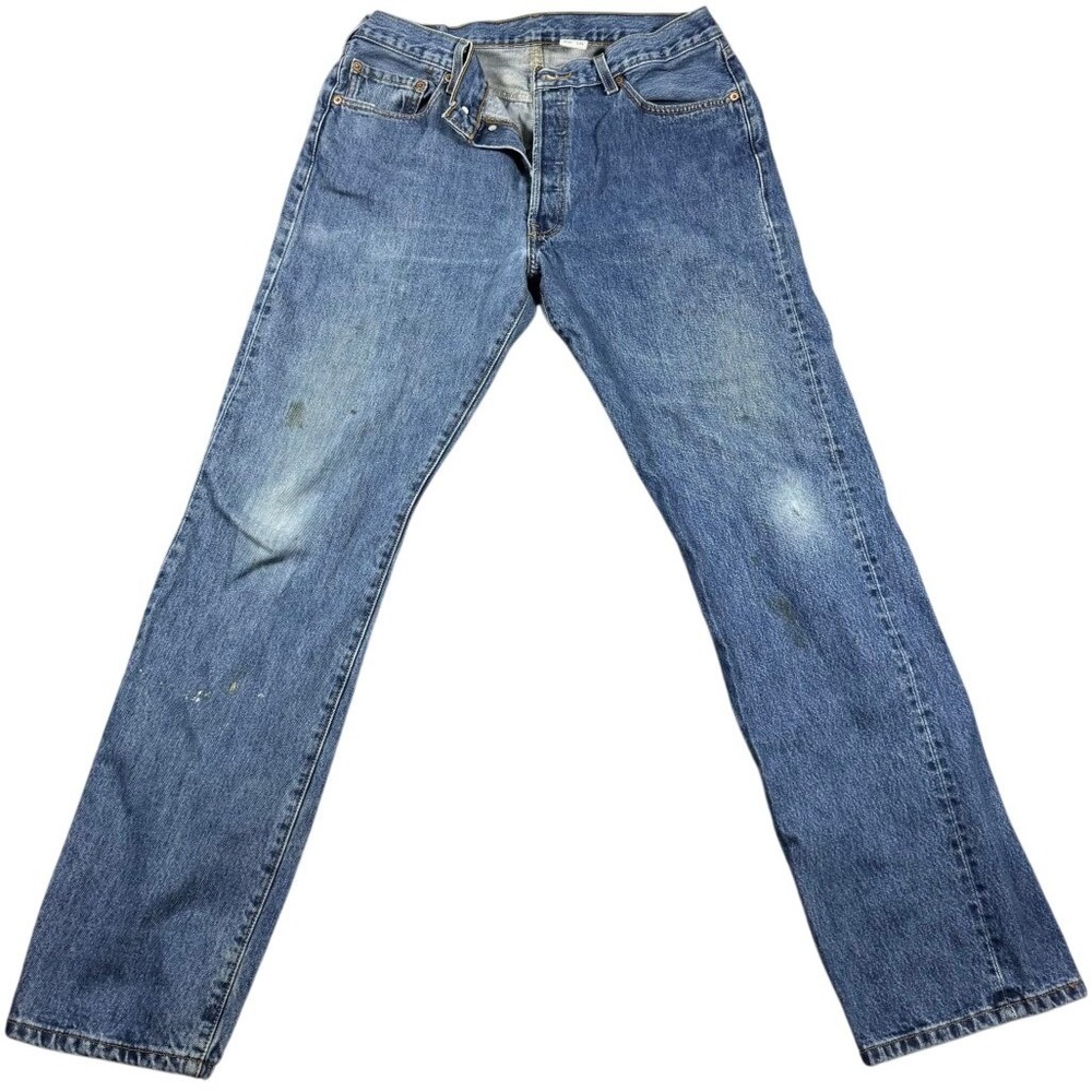 Levis 501 Original Fit Mens Jeans 32x31 Medium Wash Blue Button Fly Straight Leg